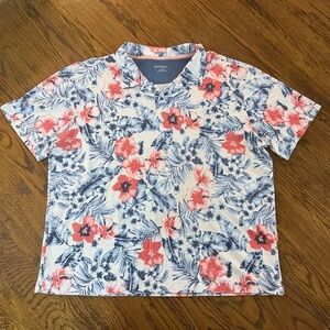 UNTUCKIT Shirt Mens Large Hawaiian Floral Pima Cotton Short Sleeve Polo